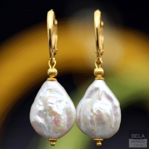 Oorbellen Parel B15 – 24K Verguld Sterling Zilver – Keshi Parels