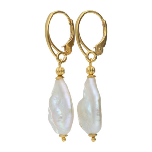 Oorbellen Parel B15 – 24K Verguld Sterling Zilver – Keshi Parels