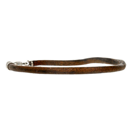 Armband leder w3 – vintage bruin leder – Geoxideerd Sterling Zilver