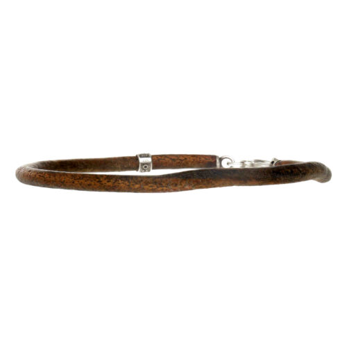 Armband leder w3 – vintage bruin leder – Geoxideerd Sterling Zilver