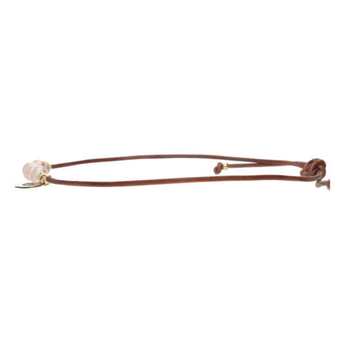 Enkelbandje Basic B6 – Orchid Parels – old School leer – 24K Verguld Sterling Zilver