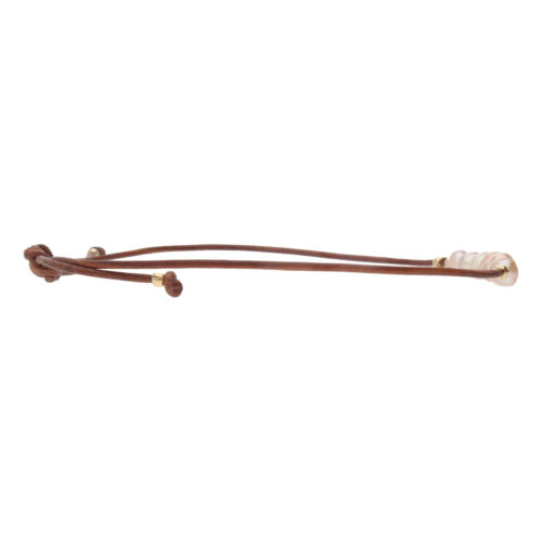 Enkelbandje Basic B6 – Orchid Parels – old School leer – 24K Verguld Sterling Zilver
