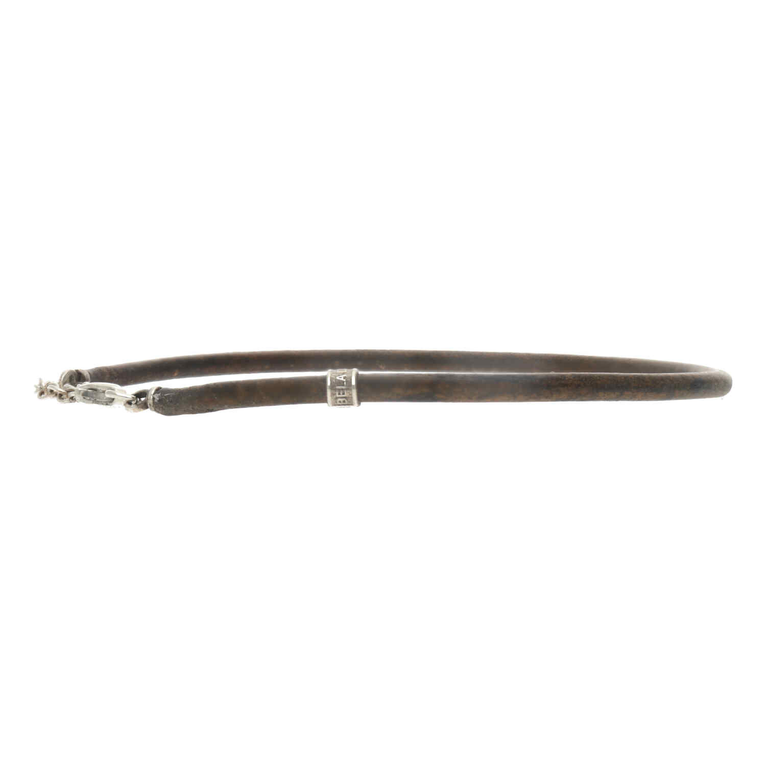 Enkelbandje leder w3 - vintage bruin leder - Geoxideerd Sterling Zilver