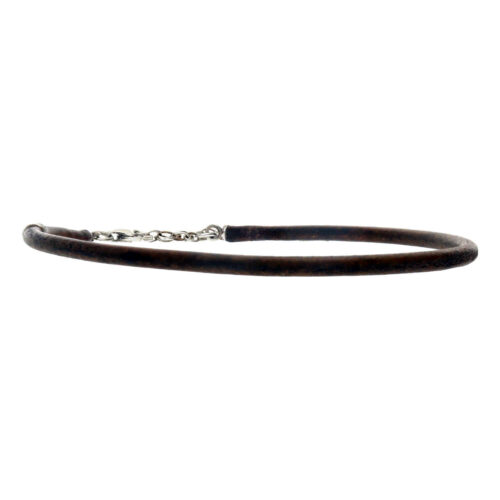 Enkelbandje leder w3 – vintage bruin leder – Geoxideerd Sterling Zilver