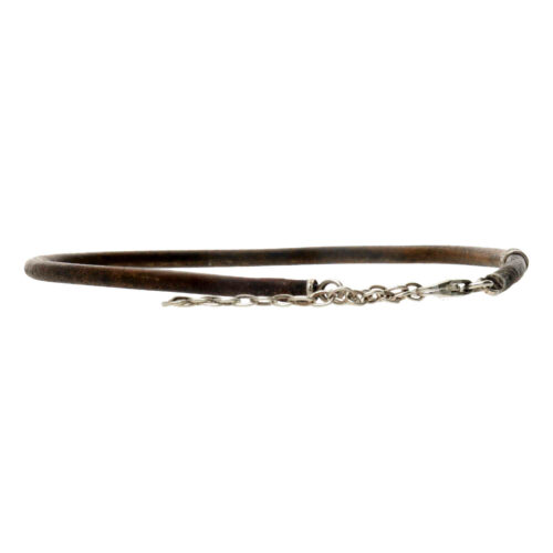 Enkelbandje leder w3 – vintage bruin leder – Geoxideerd Sterling Zilver