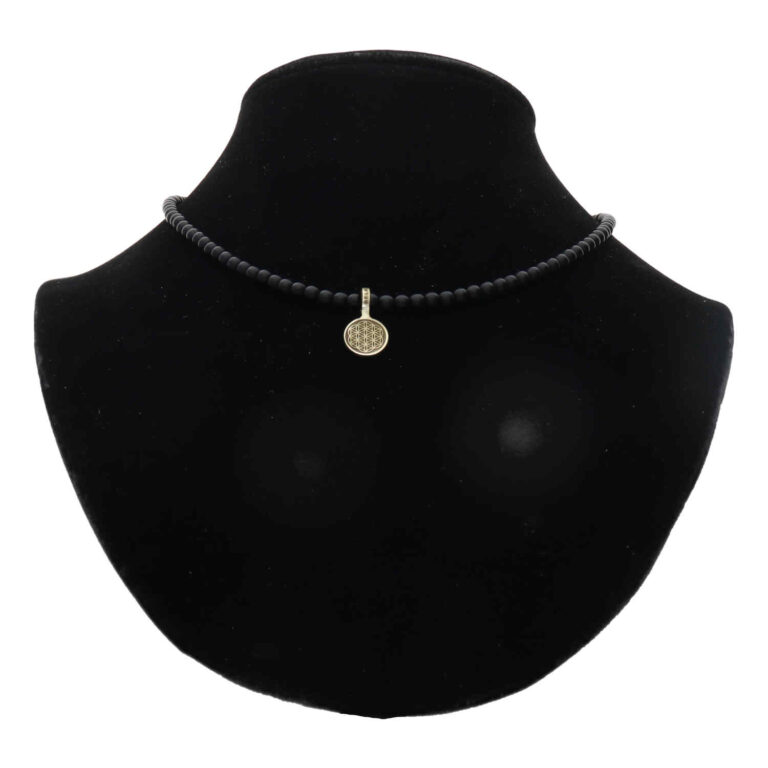 Ketting Bohemian B4 - Matzwarte Onyx - Messing-2