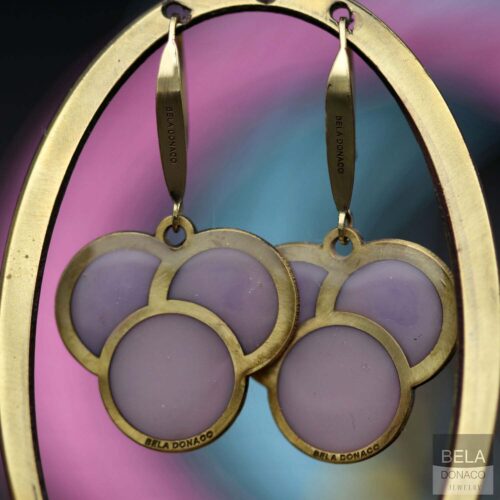 Oorbellen – Resin Art – Messing – Old Purple