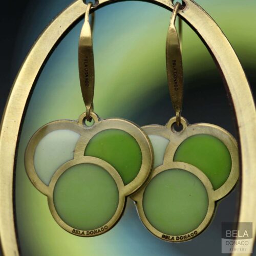 Oorbellen – Resin Art – Messing – Olive green