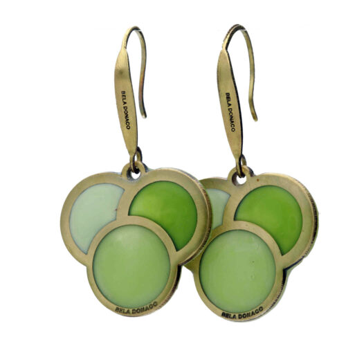 Oorbellen – Resin Art – Messing – Olive green
