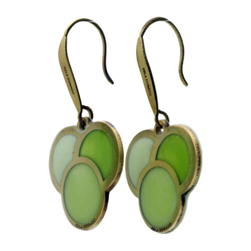 Oorbellen – Resin Art – Messing – Olive green