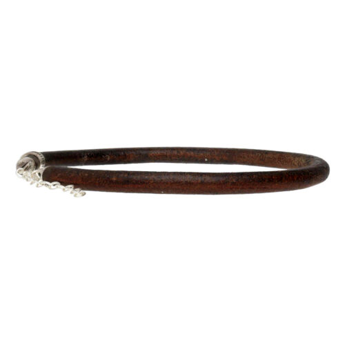 Enkelbandje leder w5 – vintage bruin leder – Geoxideerd Sterling Zilver