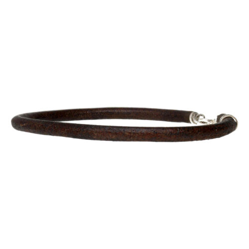 Enkelbandje leder w5 – vintage bruin leder – Geoxideerd Sterling Zilver