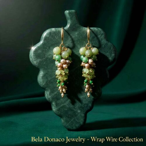 Oorbellen Wrap Wire – Peridot – Parels – Tsjechisch Glas – 24K Verguld Sterling Zilver