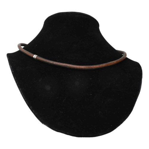 Ketting leder w5 – vintage bruin leder – Geoxideerd Sterling Zilver