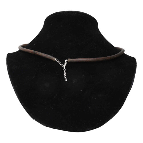 Ketting leder w5 – vintage bruin leder – Geoxideerd Sterling Zilver