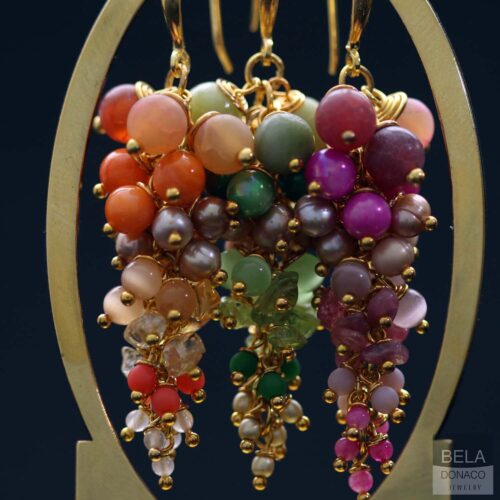 Oorbellen Wrap Wire – Agaat – Toermalijn – Parels – Jade – 24K Verguld Sterling Zilver