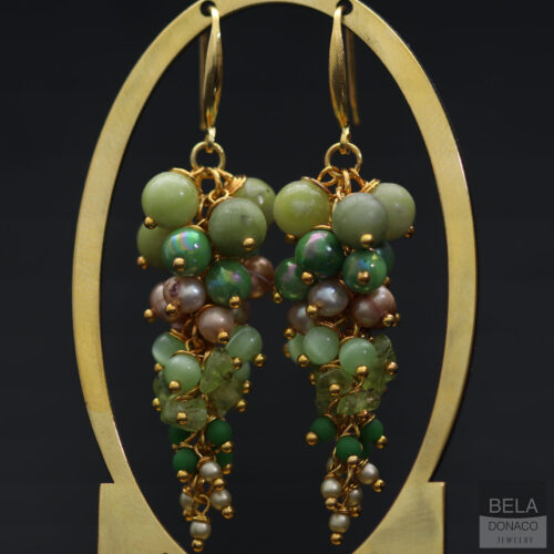 Oorbellen Wrap Wire – Peridot – Parels – Tsjechisch Glas – 24K Verguld Sterling Zilver