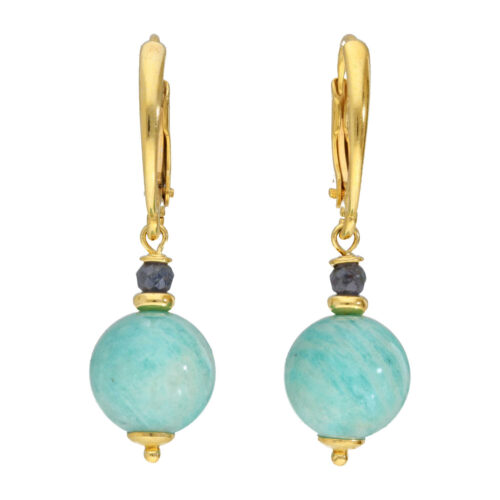 Oorbellen Bohemian B10 – Amazoniet – Saffier – 24K verguld Sterling Silver