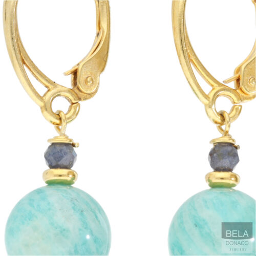 Oorbellen Bohemian B10 – Amazoniet – Saffier – 24K verguld Sterling Silver