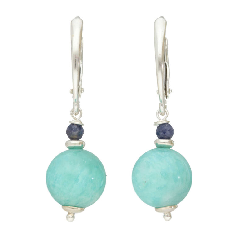 Oorbellen Bohemian B10 - Amazoniet - Saffier - Sterling Silver-3