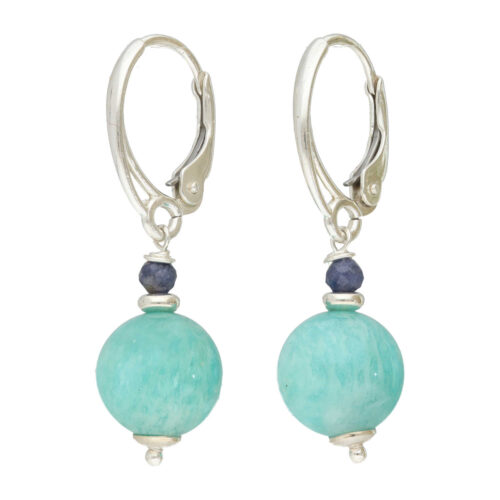 Oorbellen Bohemian B10 – Amazoniet – Saffier – Sterling Silver