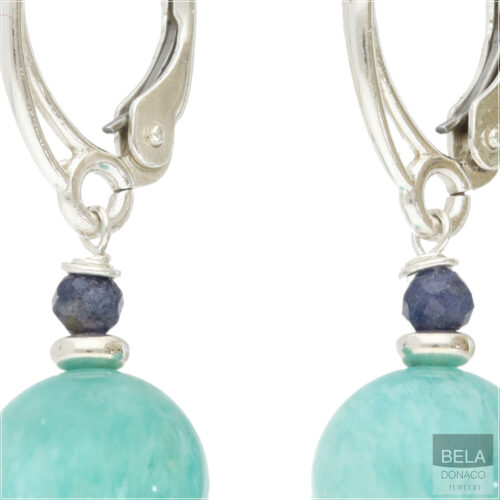Oorbellen Bohemian B10 – Amazoniet – Saffier – Sterling Silver