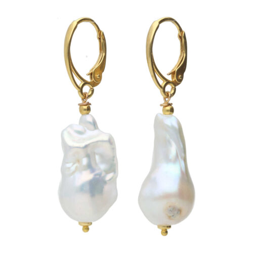 Oorbellen Parel B13 – 24K Verguld Sterling Zilver – Keshi Parels