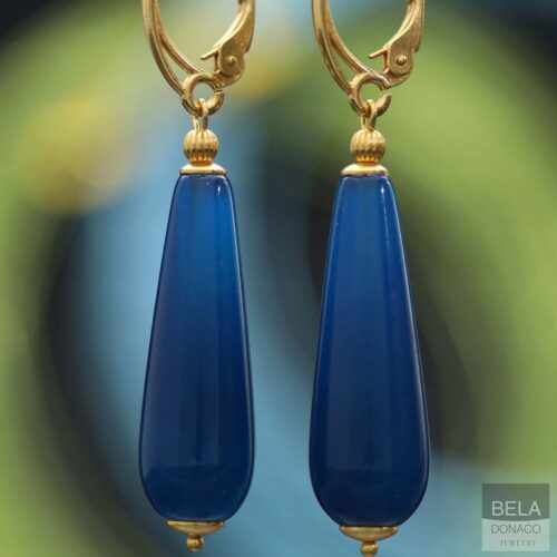 Oorbellen Blue Jeans B10 – Jade – 24K verguld Sterling Zilver