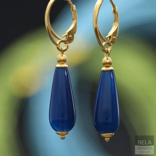 Oorbellen  Blue Jeans – Jade – 24K verguld Sterling Zilver