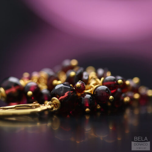 Oorbellen Wrap Wire B15 – 24K Verguld Sterling Zilver – Granaat