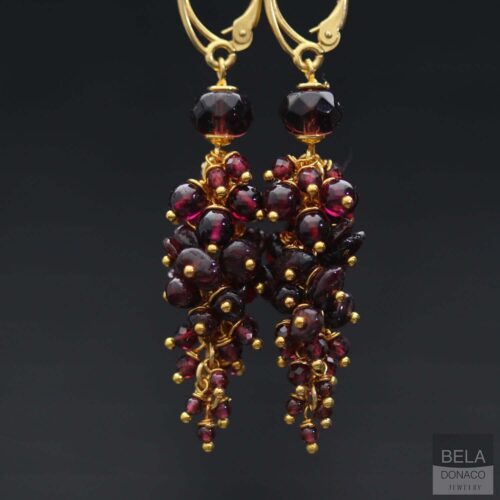 Oorbellen Wrap Wire B15 – 24K Verguld Sterling Zilver – Granaat