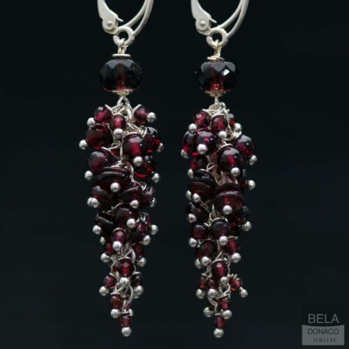 Oorbellen Wrap Wire B15 – Sterling Zilver – Granaat