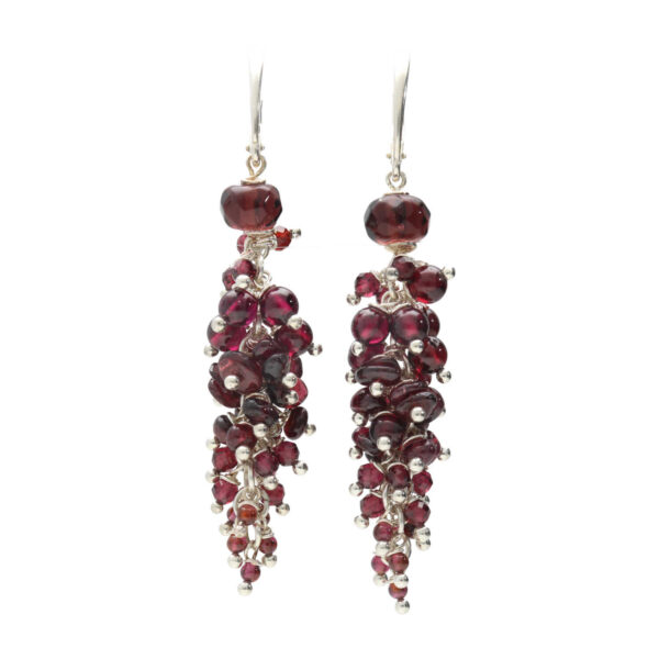 Oorbellen Wrap Wire B15 - Sterling Zilver - Granaat