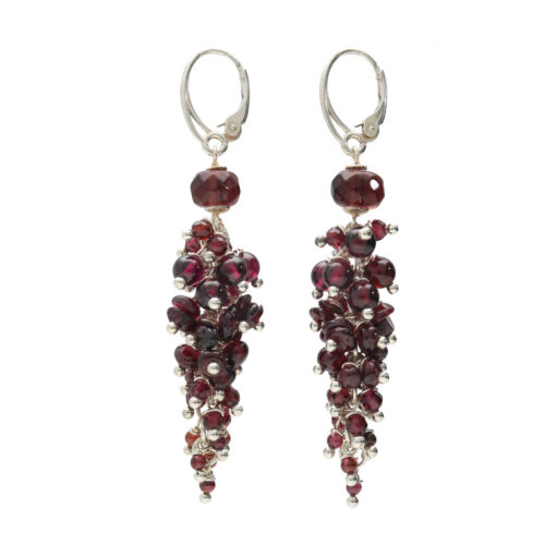 Oorbellen Wrap Wire B15 – Sterling Zilver – Granaat