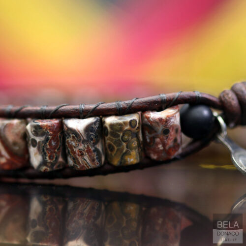 Armband Classic B6 – Bruin – Leopard Jaspis – Leer