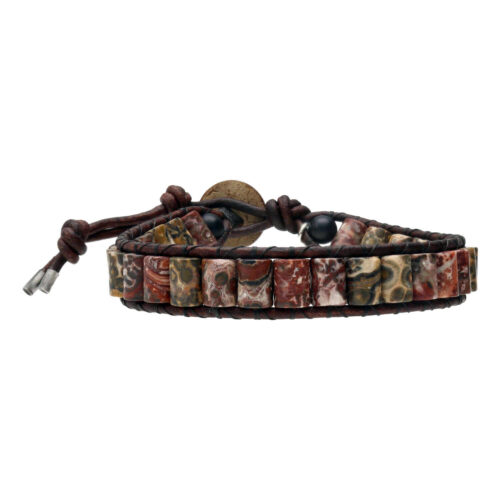 Armband Classic B6 – Bruin – Leopard Jaspis – Leer