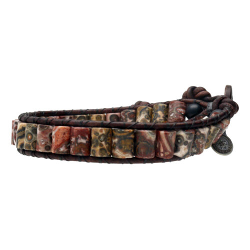 Armband Classic B6 – Bruin – Leopard Jaspis – Leer