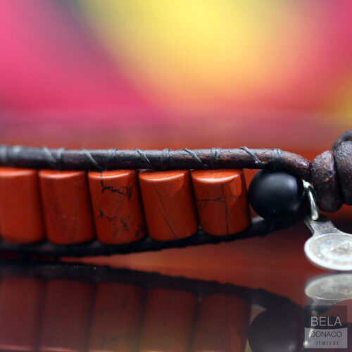 Armband Classic B6 – Rood – Redstone Jaspis – Leer