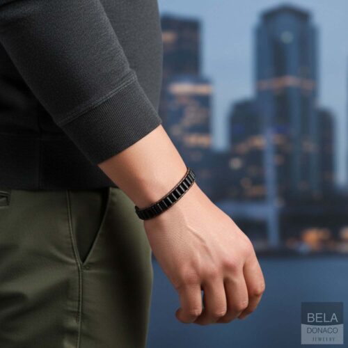 Armband Classic B6 – Zwart – Obsidiaan – Leer