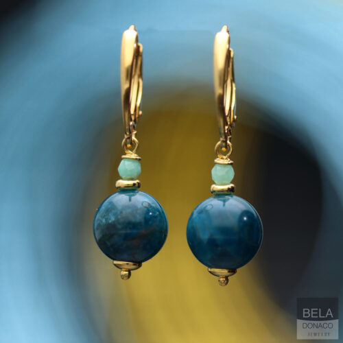 Oorbellen Bohemian B10 – Apatiet – Smaragd – 24K Verguld Sterling Zilver