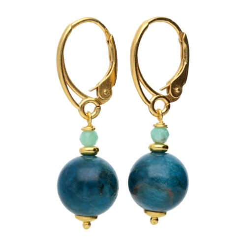 Oorbellen Bohemian B10 – Apatiet – Smaragd – 24K Verguld Sterling Zilver