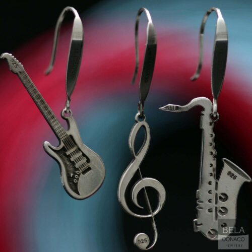 Oorbellen Statement – Gitaar – Sterling Zilver