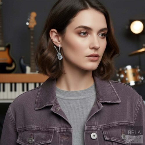 Oorbellen Statement – Gitaar – Sterling Zilver