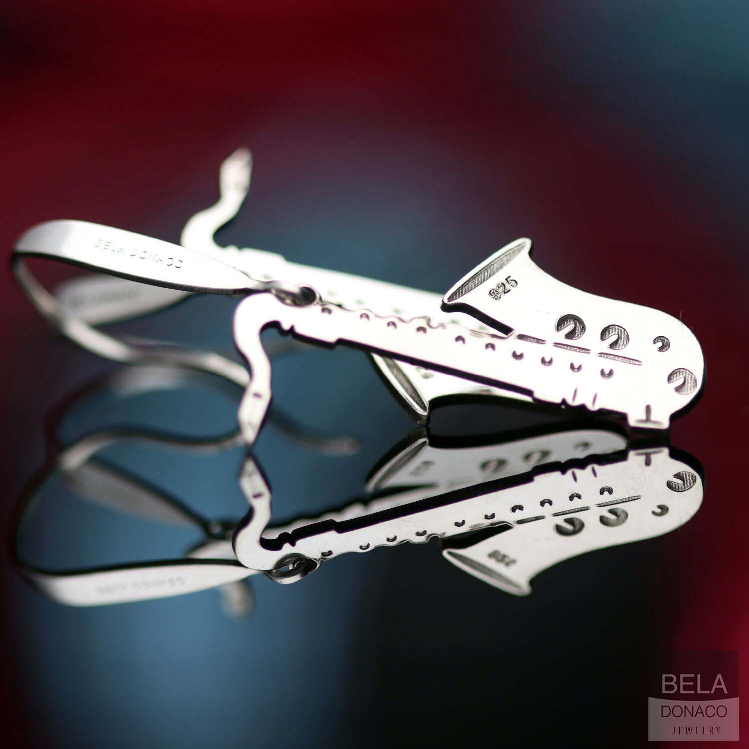 Oorbellen - Sterling Zilver - Saxofoon