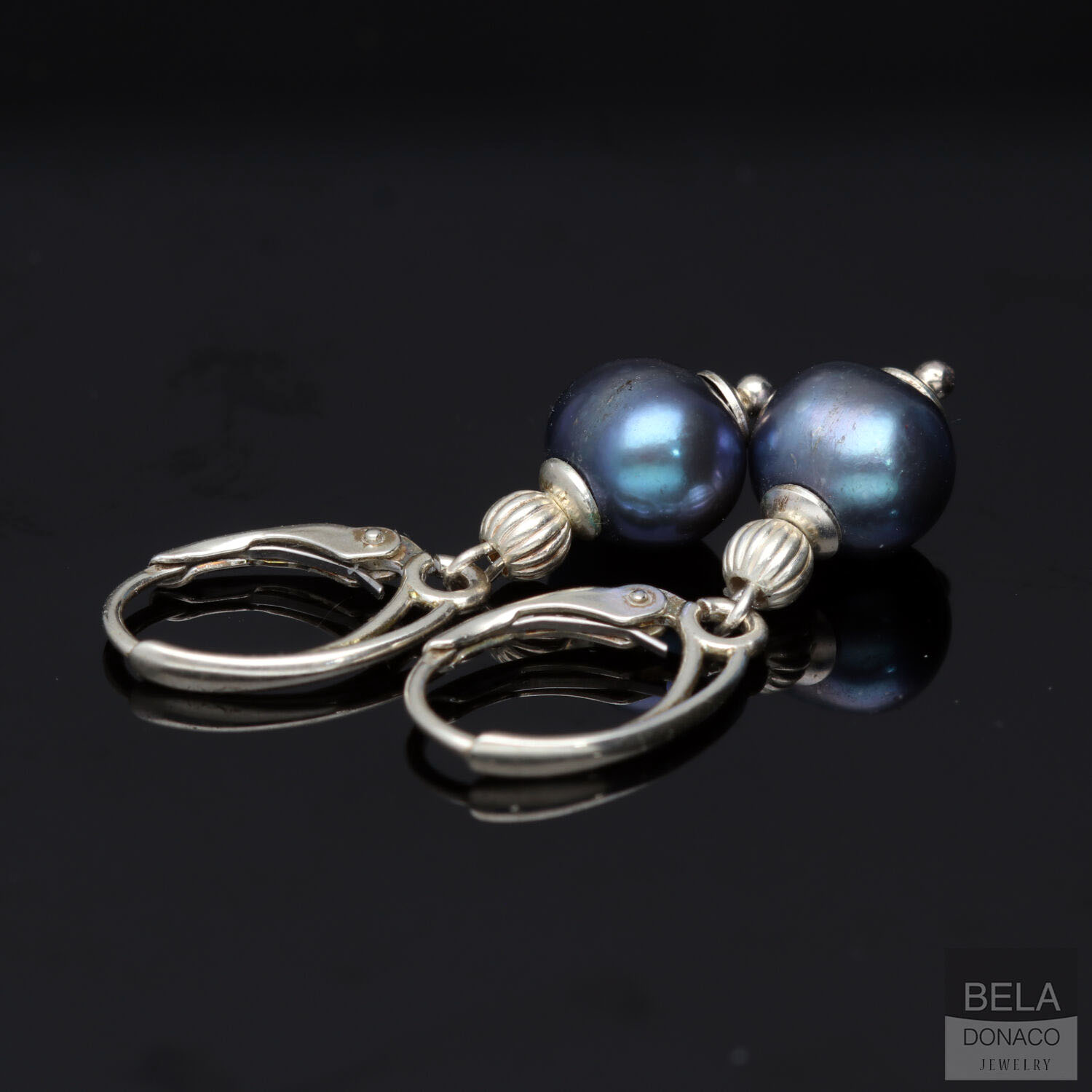 Oorbellen Pearl collection B9 - Sterling Zilver - Blauwe Parels