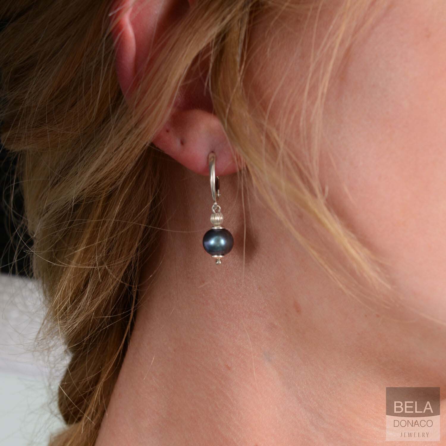 Oorbellen Pearl collection B9 - Sterling Zilver - Blauwe Parels
