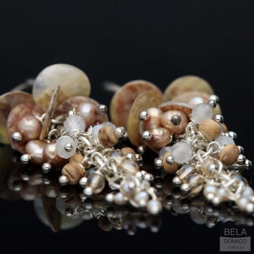 Oorbellen Wrap Wire B15 – Sterling Zilver – Parels – Maansteen – Rookkwarts