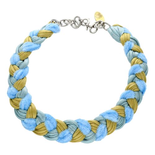 Gevlochten blauwe – Elegante Halsketting en Oorbellen met Resin Art – Statement