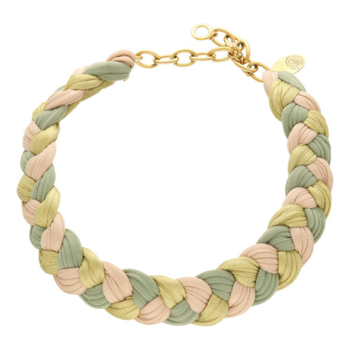 Gevlochten Pastelset – Elegante Halsketting en Oorbellen – Statement