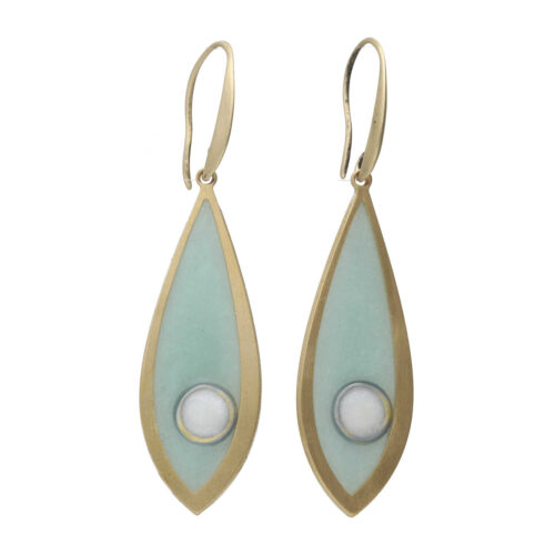 Oorbellen – Resin Art – Messing – Groene druppel